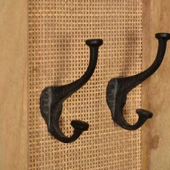 Wohnen Rattanmöbel|Bürogarderoben*Garderobenpaneel aus Holz & Rattan Geflecht - Lazianus