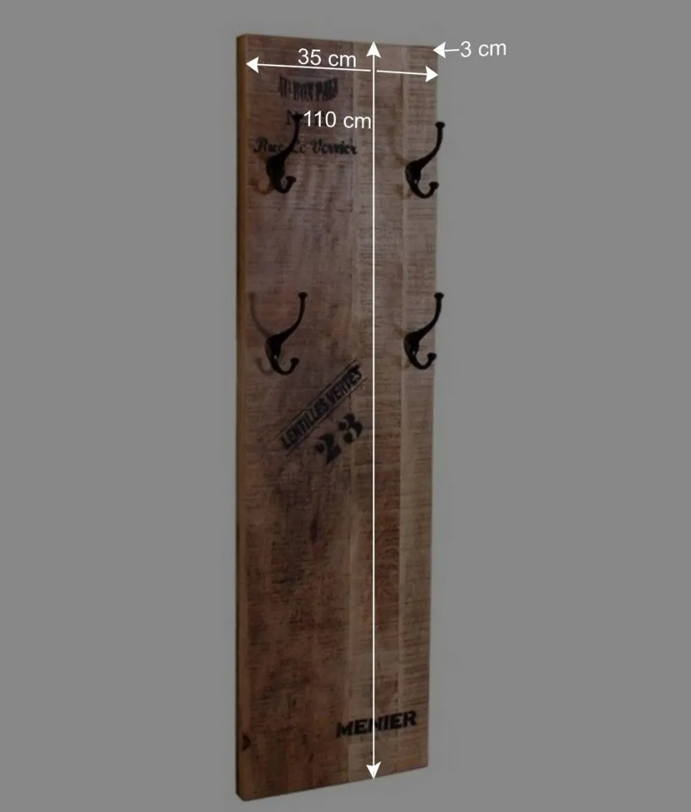 Wohnen Garderobenpaneel im Factory Style aus Holz - Indri