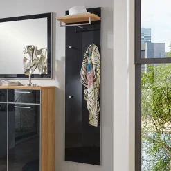 Wohnen Graue Möbel|Bürogarderoben*Garderobenpaneel Lalaika in Anthrazit Eiche Bianco