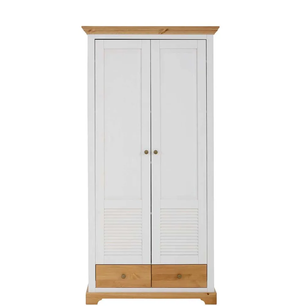 Wohnen Weiße Möbel|Naturholzmöbel*Garderobenschrank im Landhausstil zweifarbig - Axdonira