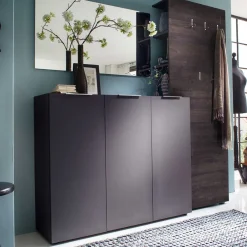 Wohnen Braune Möbel|Garderoben*Garderobenset Badija in Anthrazit Wenge Braun (dreiteilig)