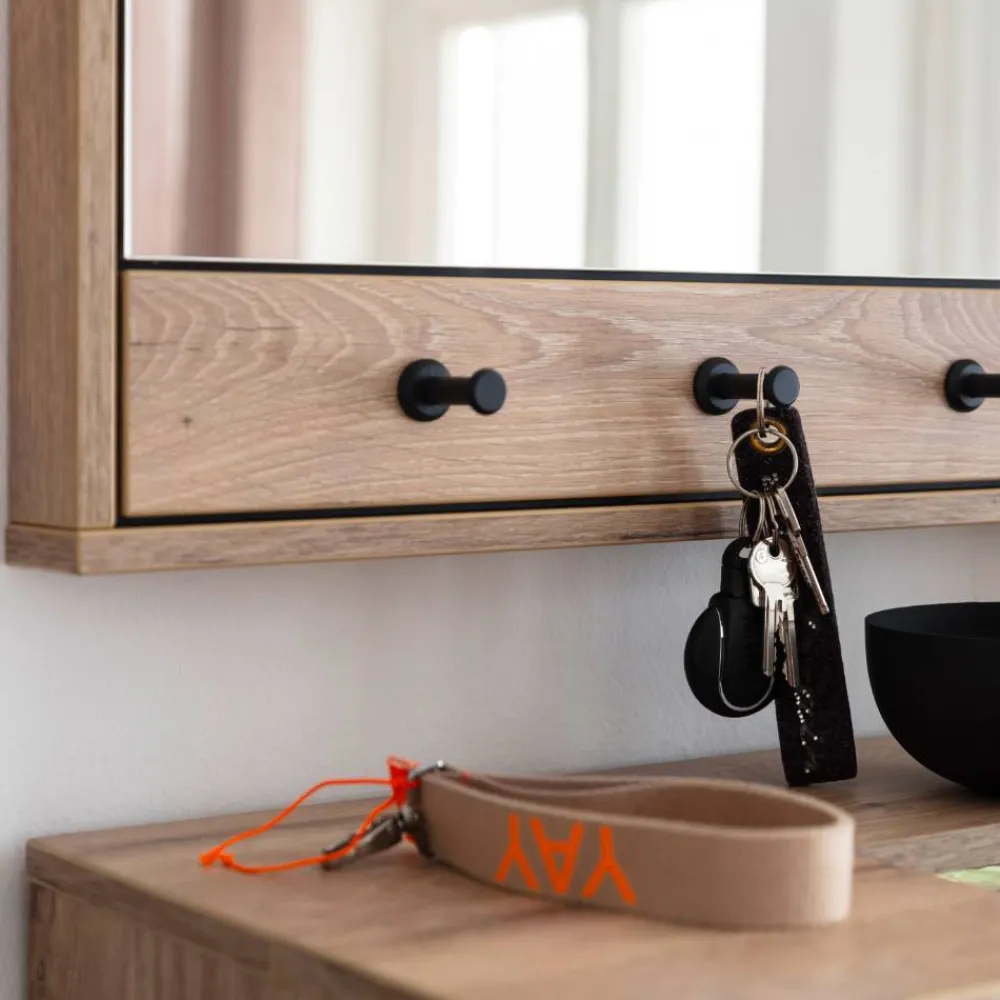 Wohnen Garderobenspiegel mit drei Schlüsselhaken - Vapposia