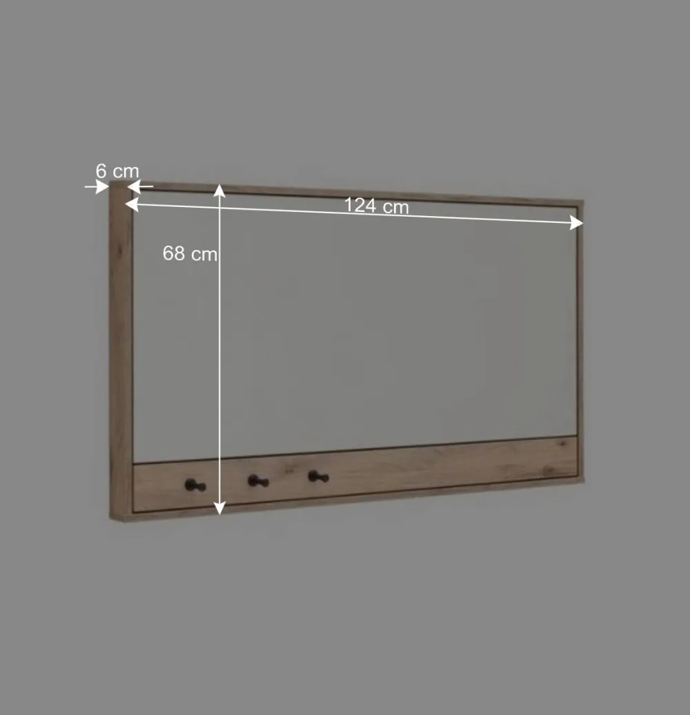 Wohnen Garderobenspiegel mit drei Schlüsselhaken - Vapposia