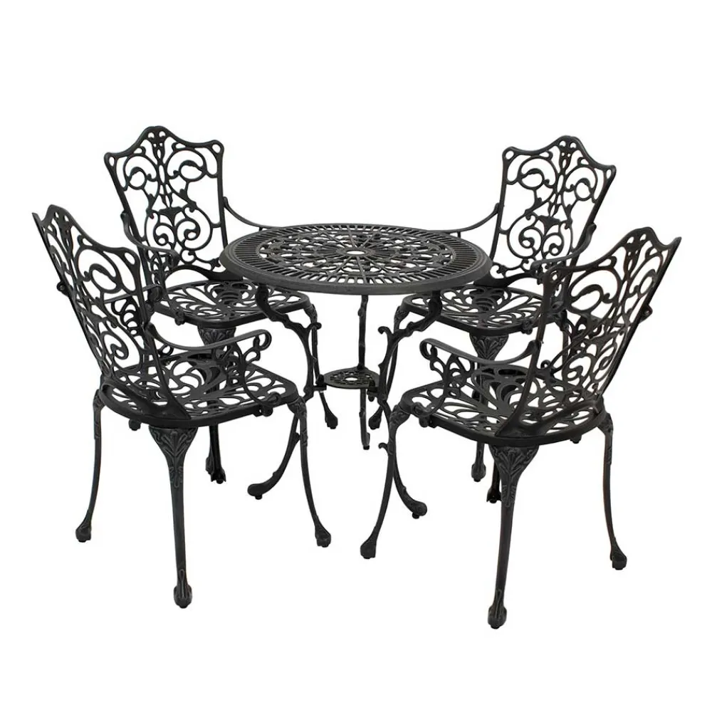 Wohnen Vintage Möbel|Terrassenmöbel*Garten Aluguss Sitzgruppe für 4 Personen - Berucas (fünfteilig)