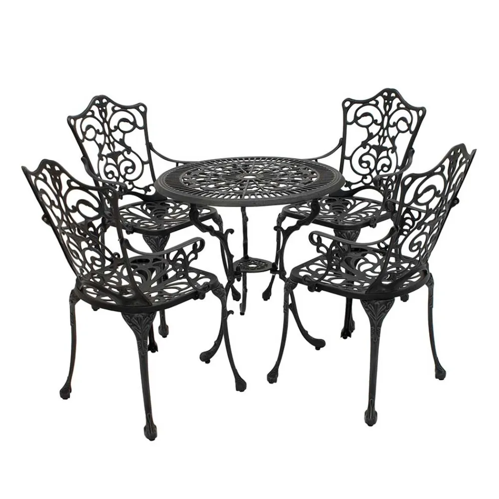 Wohnen Vintage Möbel|Terrassenmöbel*Garten Aluguss Sitzgruppe für 4 Personen - Berucas (fünfteilig)