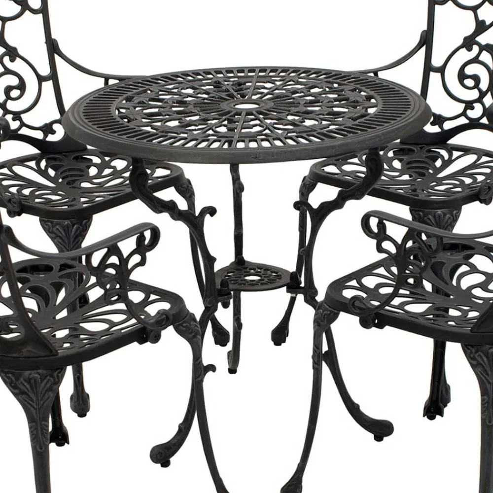 Wohnen Vintage Möbel|Terrassenmöbel*Garten Aluguss Sitzgruppe für 4 Personen - Berucas (fünfteilig)