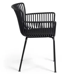 Wohnen Schwarze Möbel|Korbmöbel*Garten Armlehnenstühle in Schwarz - Combo (4er Set)