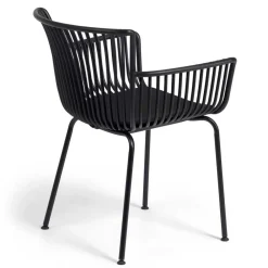 Wohnen Schwarze Möbel|Korbmöbel*Garten Armlehnenstühle in Schwarz - Combo (4er Set)