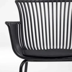 Wohnen Schwarze Möbel|Korbmöbel*Garten Armlehnenstühle in Schwarz - Combo (4er Set)