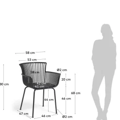 Wohnen Schwarze Möbel|Korbmöbel*Garten Armlehnenstühle in Schwarz - Combo (4er Set)