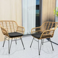 Wohnen Garten Armlehnstühle aus Kunstrattan - Kolage (2er Set)