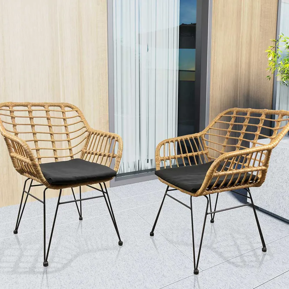Wohnen Garten Armlehnstühle aus Kunstrattan - Kolage (2er Set)
