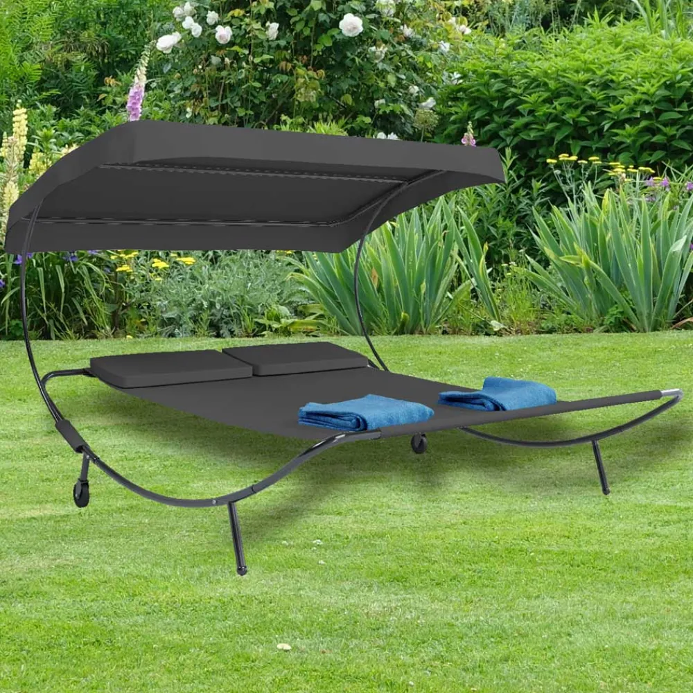 Wohnen Schwarze Möbel|Graue Möbel*Garten Doppelliege mit Sonnendach - Jokna
