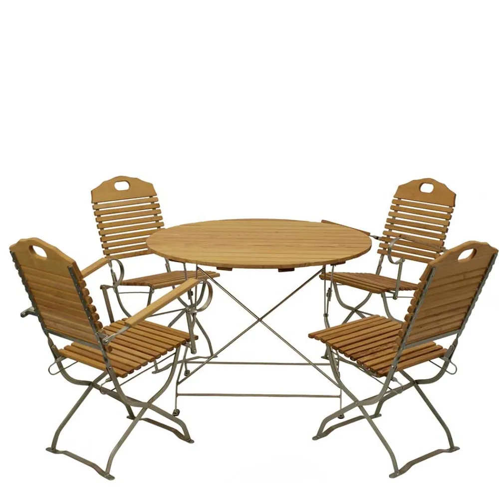 Wohnen Metall-Gartenmöbel|Sitzgruppe*Garten Essgruppe klappbar - Anglivia (fünfteilig)