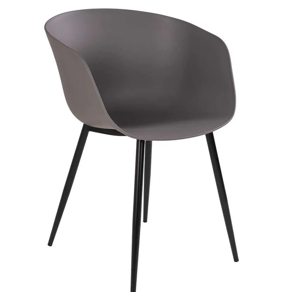 Wohnen Schwarze Möbel|Balkonmöbel*Garten Essgruppe mit Holztisch - Waronka (siebenteilig)