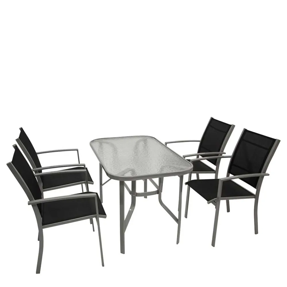 Wohnen Glasmöbel|Balkonmöbel*Garten Glastisch & Armlehnstühle - Anota (fünfteilig)