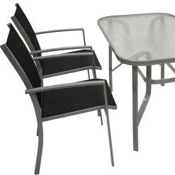 Wohnen Glasmöbel|Balkonmöbel*Garten Glastisch & Armlehnstühle - Anota (fünfteilig)