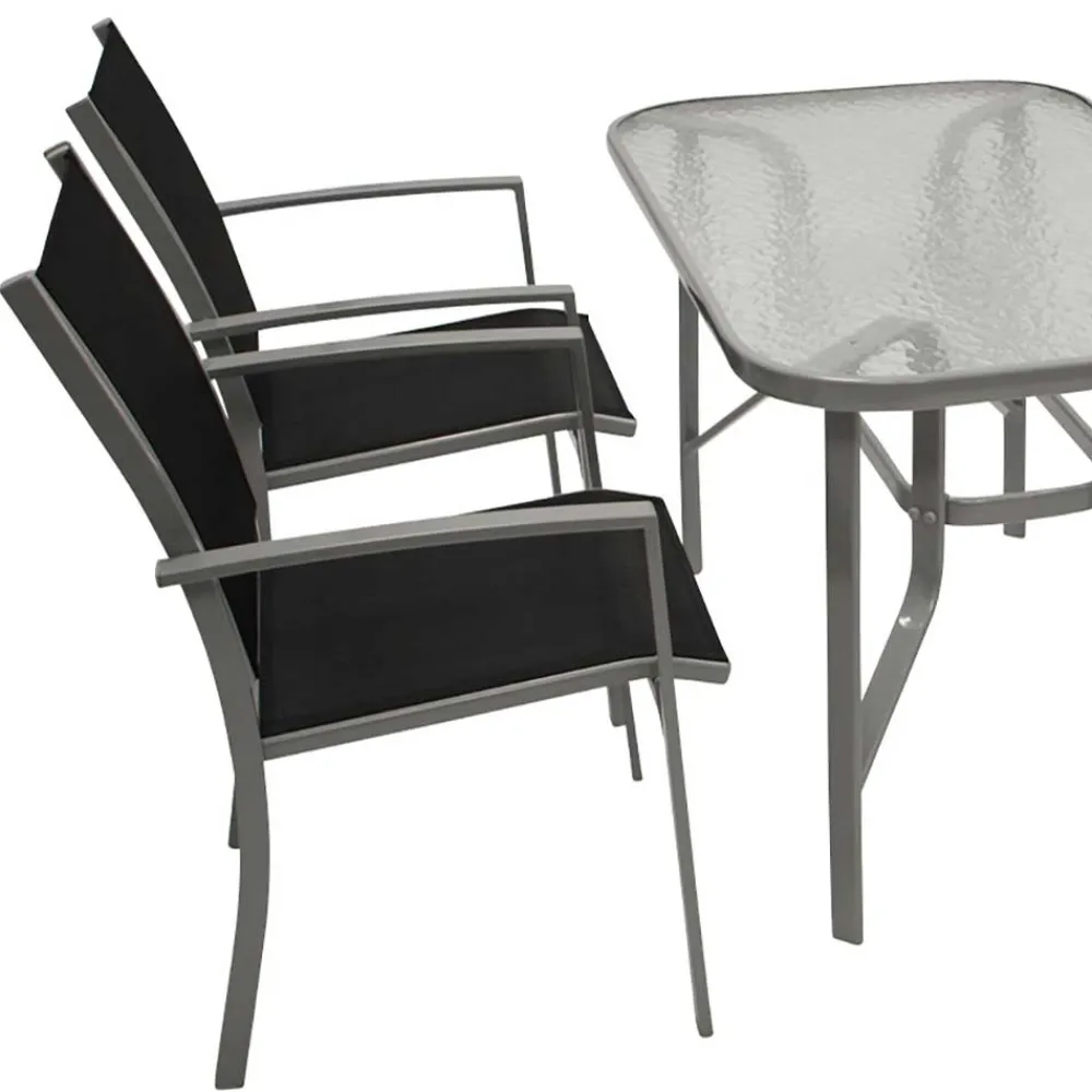 Wohnen Glasmöbel|Balkonmöbel*Garten Glastisch & Armlehnstühle - Anota (fünfteilig)