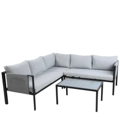 Wohnen Glasmöbel|Balkonmöbel*Garten Lounge Set mit vier Sitzplätzen - Emeziano (zweiteilig)