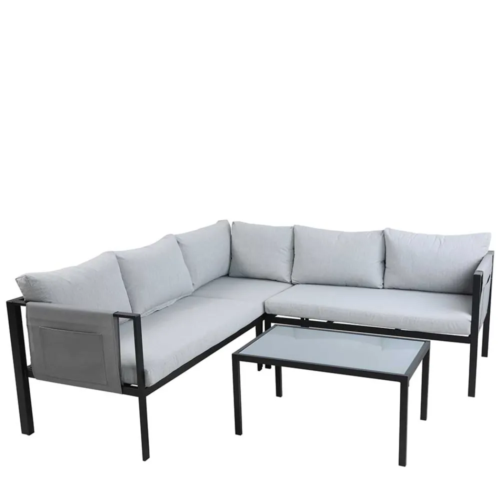 Wohnen Glasmöbel|Balkonmöbel*Garten Lounge Set mit vier Sitzplätzen - Emeziano (zweiteilig)