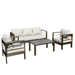 Wohnen Garten Lounge-Garnitur in Grau - Georgi (vierteilig)