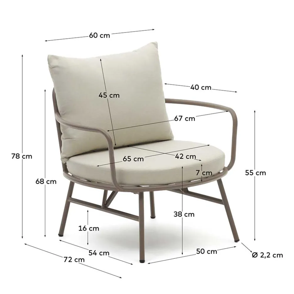 Wohnen Garten Lounge-Sessel in Flieder aus Metall - Azalao