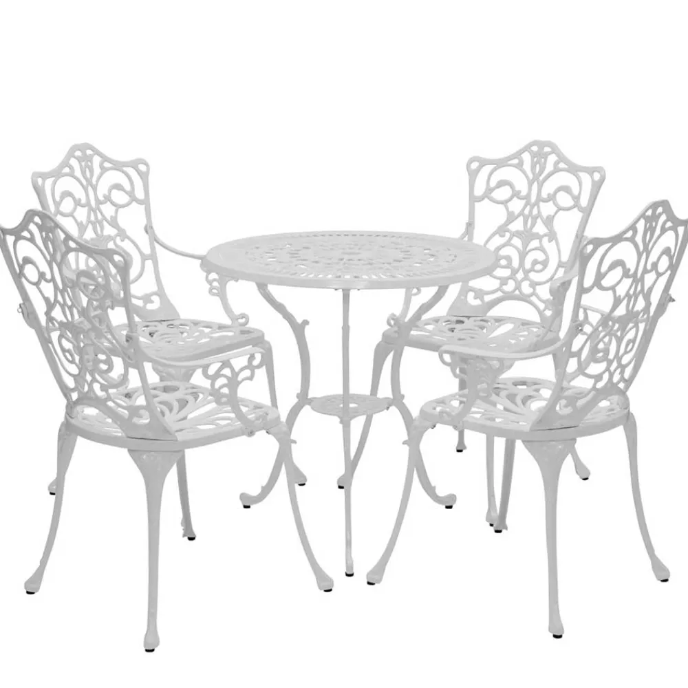 Wohnen Garten Sitzgruppe aus Alu in Weiß - Monique (fünfteilig)