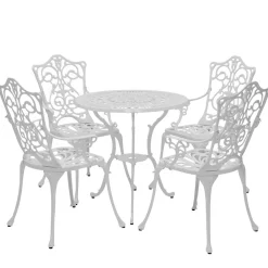 Wohnen Garten Sitzgruppe aus Alu in Weiß - Monique (fünfteilig)