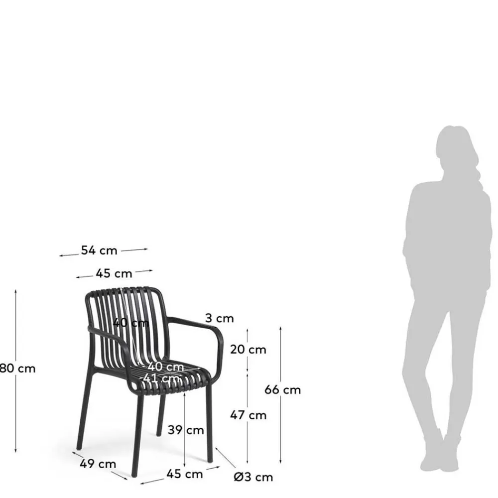 Wohnen Garten Stapelstühle in Schwarz - Emonila (4er Set)