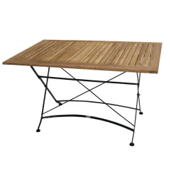 Wohnen Garten Teak Klapptisch Amyos mit Stahl Gestell Schwarz