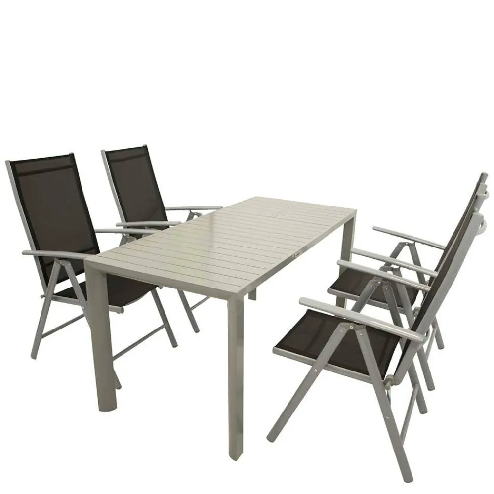 Wohnen Garten Tischgruppe in Silbergrau - Pratina (fünfteilig)