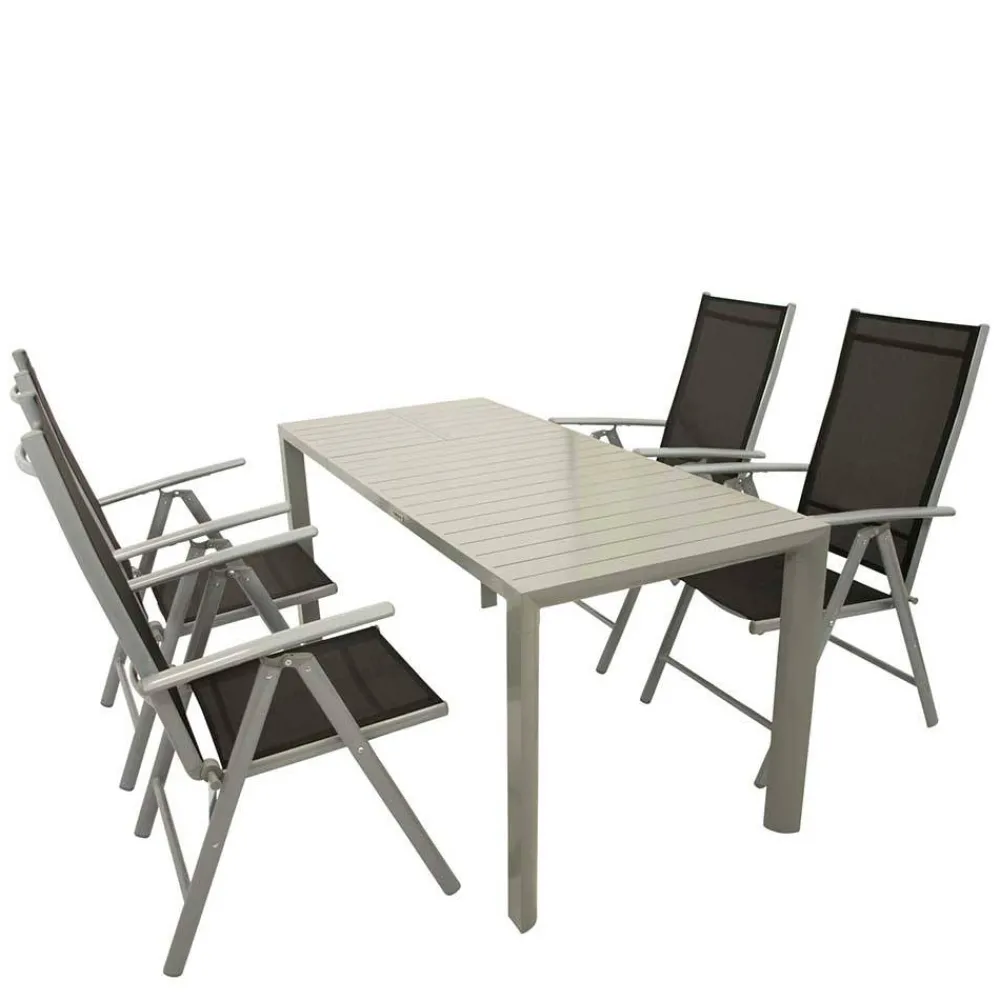 Wohnen Garten Tischgruppe in Silbergrau - Pratina (fünfteilig)