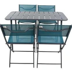 Wohnen Garten Tischgruppe in Türkis und Schwarz - Ariet (fünfteilig)