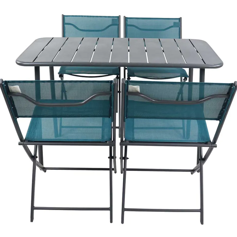 Wohnen Garten Tischgruppe in Türkis und Schwarz - Ariet (fünfteilig)