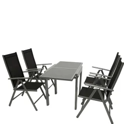 Wohnen Garten Tischgruppe mit Klappstühlen - Arno (fünfteilig)