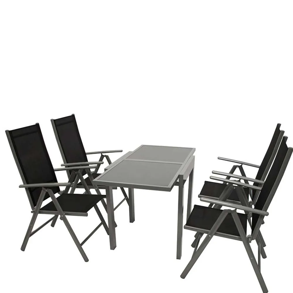 Wohnen Garten Tischgruppe mit Klappstühlen - Arno (fünfteilig)