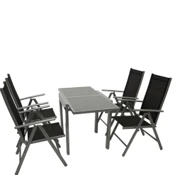 Wohnen Garten Tischgruppe mit Klappstühlen - Arno (fünfteilig)