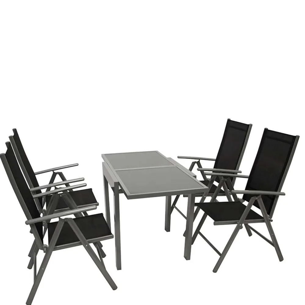 Wohnen Garten Tischgruppe mit Klappstühlen - Arno (fünfteilig)