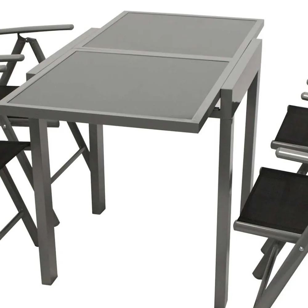 Wohnen Garten Tischgruppe mit Klappstühlen - Arno (fünfteilig)