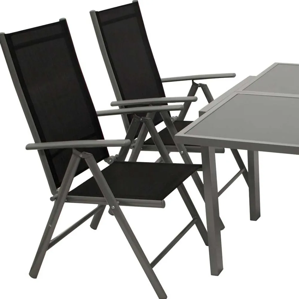 Wohnen Garten Tischgruppe mit Klappstühlen - Arno (fünfteilig)