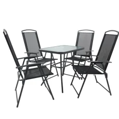 Wohnen Sitzgruppe|Balkonmöbel*Garten Tischgruppe mit Klappstühlen - Alcamo (fünfteilig)