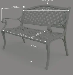 Wohnen Vintage Möbel|Gartenbänke*Gartenbank mit Armlehnen aus Aluminium - Liacantu