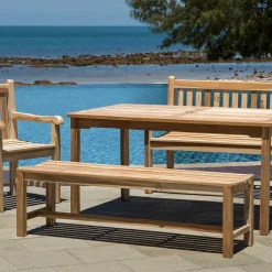 Wohnen Gartenbank ohne Rückenlehne aus Teak Massivholz - Klahuma
