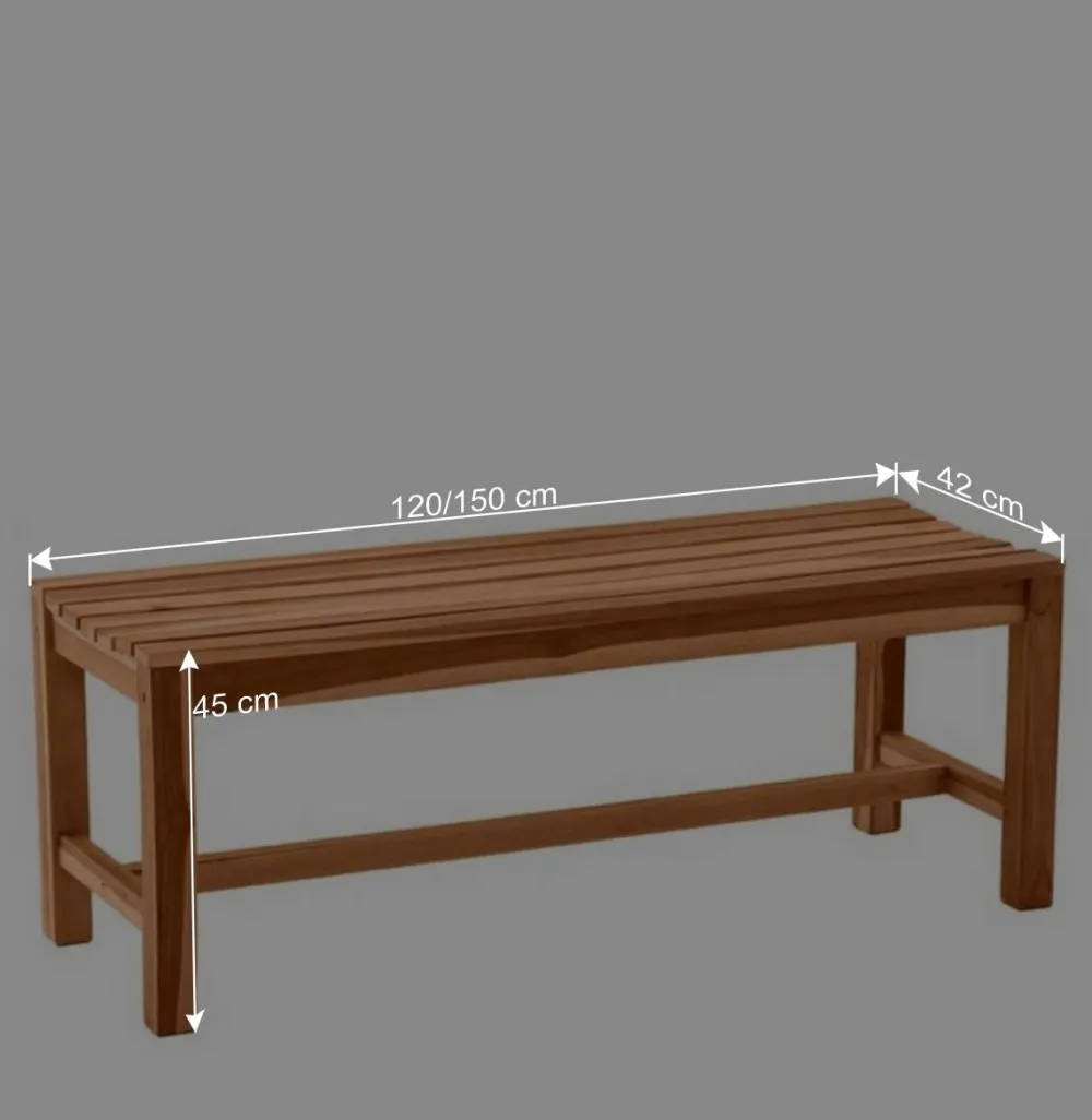 Wohnen Gartenbank ohne Rückenlehne aus Teak Massivholz - Klahuma