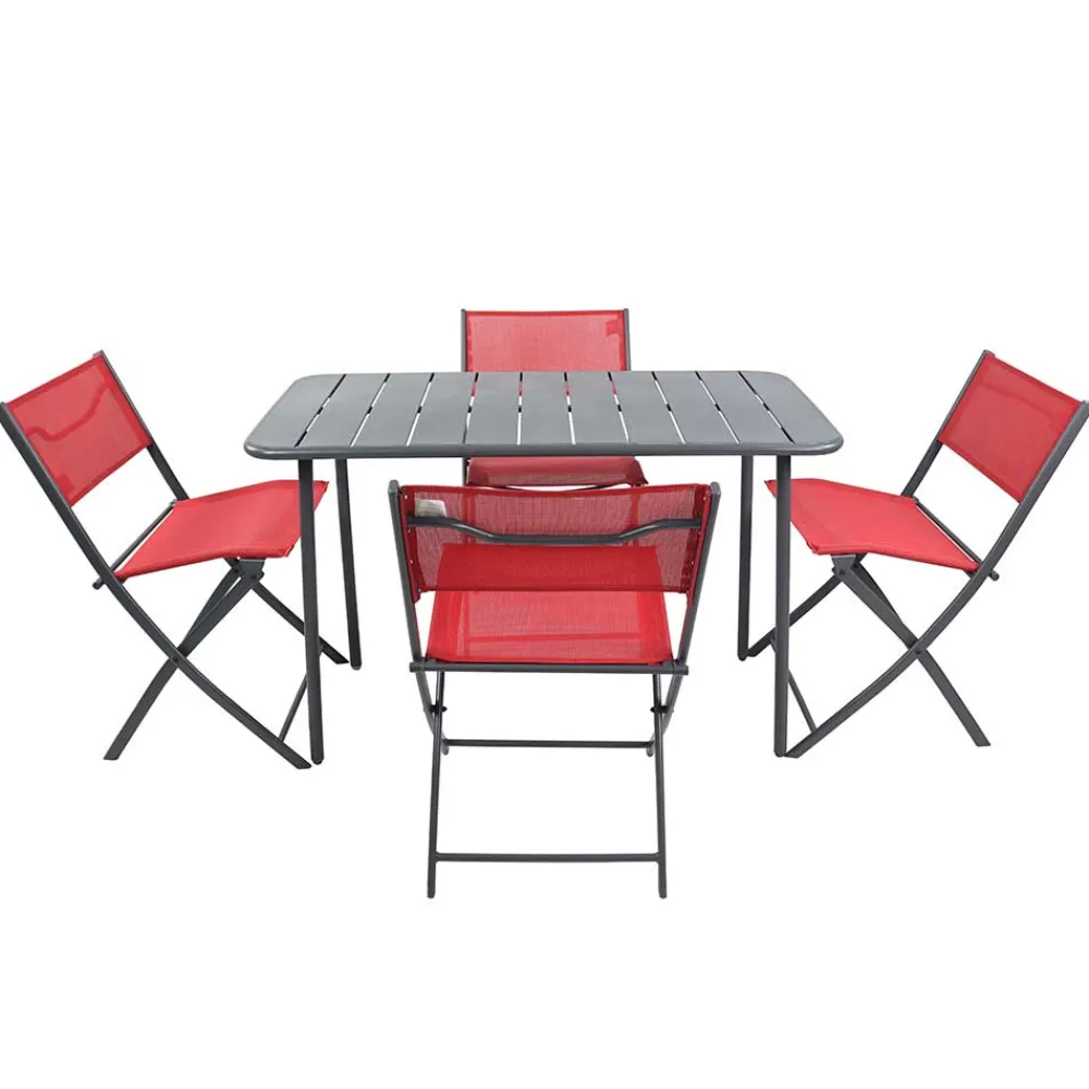 Wohnen Schwarze Möbel|Balkonmöbel*Gartengarnitur in Rot Schwarz - Maximilian (fünfteilig)
