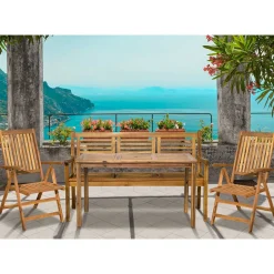 Wohnen Gartengruppe mit Bank & 2 Klappstühlen - Ocna (vierteilig)