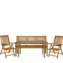 Wohnen Gartengruppe mit Bank & 2 Klappstühlen - Ocna (vierteilig)