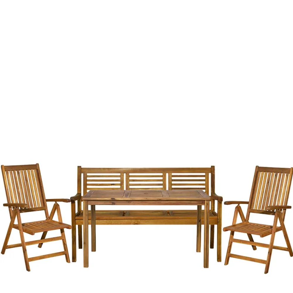 Wohnen Gartengruppe mit Bank & 2 Klappstühlen - Ocna (vierteilig)