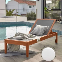 Wohnen Gartenliege auf Rollen aus Eukalyptusholz - Promo