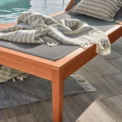 Wohnen Gartenliege auf Rollen aus Eukalyptusholz - Promo